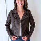 Distressed Faux Leather Moto Jacket