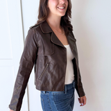 Distressed Faux Leather Moto Jacket