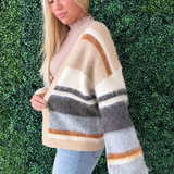 Color Blocked Sweater Open Cardigan