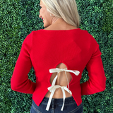 Boat Neck Bow Back Detail Sweater