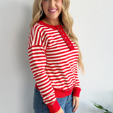 Stripe French Terry Snap Button Pullover