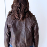 Distressed Faux Leather Moto Jacket