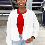 Double Front Pocket Zippered Jacket