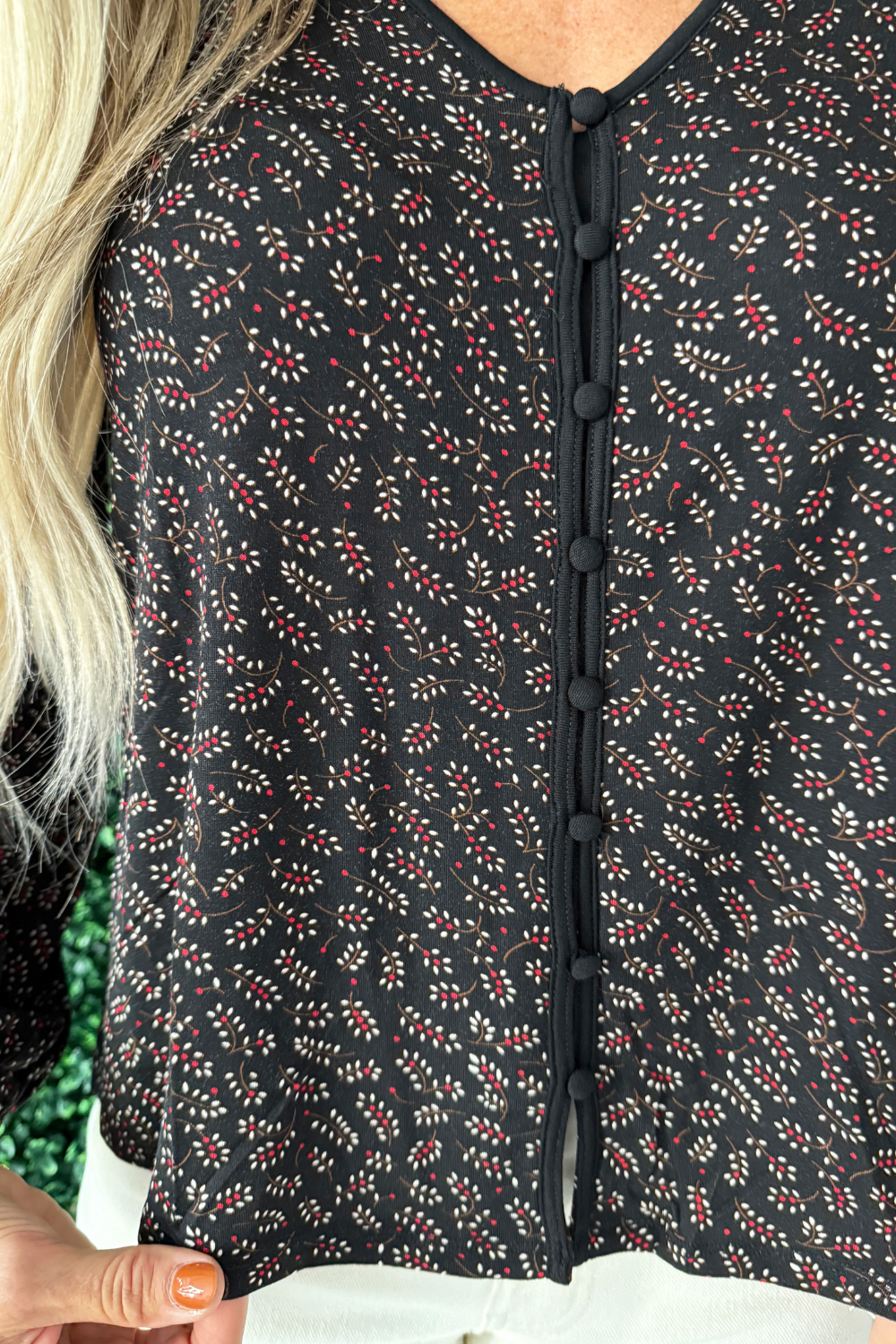 Long Sleeve Button Front Knit Top