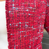 Collarless Jacket w/ Frayed Edges