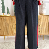 Wide Leg Pleated Trouser w/ Side Stripe 30" ins