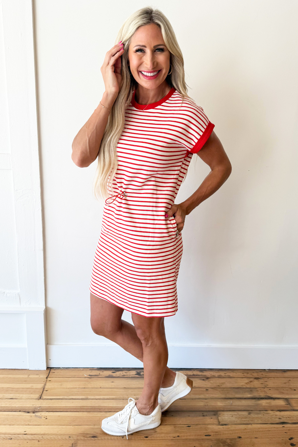 Cap Sleeve Elastic Waist Dress