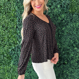 Long Sleeve Button Front Knit Top