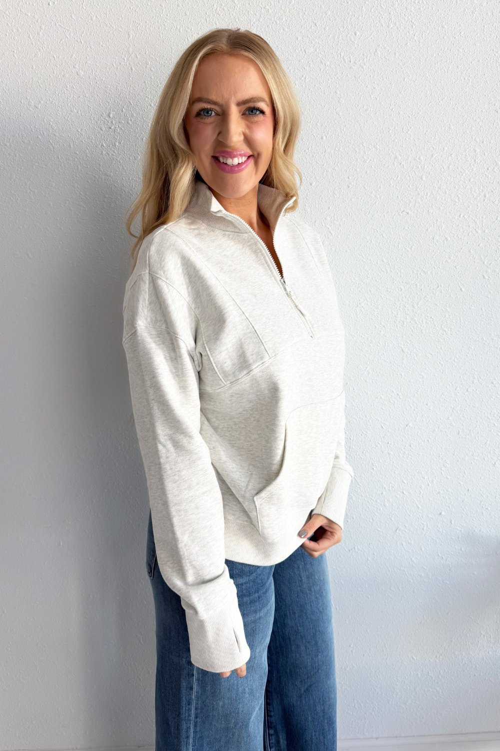Fleece French Terry Half Zip Sweatshirt