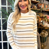 Crew Neck Long Sleeve Striped Soft Pullover