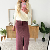 Elastic Waist Twill Maxi Skirt