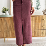 Elastic Waist Twill Maxi Skirt