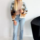 Color Block Open Knit Cardigan