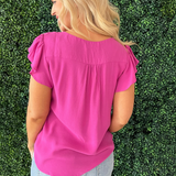 V-Neck Ruffle Sleeve Top