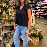 Ruffle Sleeve V-Neck Top