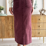 Elastic Waist Twill Maxi Skirt