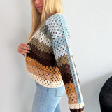 Color Block Open Knit Cardigan