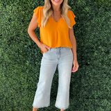 V-Neck Ruffle Sleeve Top