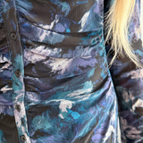 Floral Mesh Ruch Midi Shirt Dress