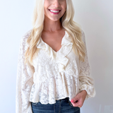 Long Sleeve Ruffle Lace Top
