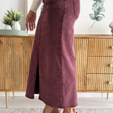 Elastic Waist Twill Maxi Skirt
