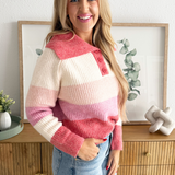 Stripe Collared V-Neck Sweater