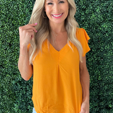 V-Neck Ruffle Sleeve Top