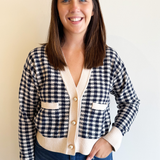 Checkered Pattern Knit Cardigan