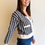 Checkered Pattern Knit Cardigan