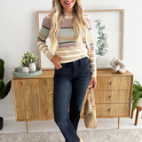 Color Block Striped Sweater Top