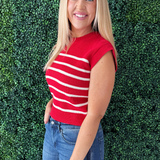Striped Knitted Sleeveless Sweater