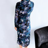Floral Mesh Ruch Midi Shirt Dress