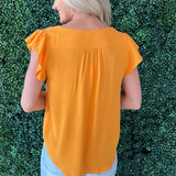 V-Neck Ruffle Sleeve Top
