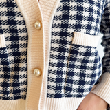 Checkered Pattern Knit Cardigan