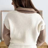 Color Block Collar Half Zip Pullover Sweater