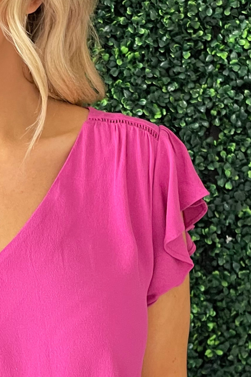 V-Neck Ruffle Sleeve Top