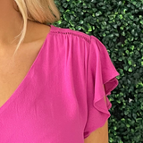 V-Neck Ruffle Sleeve Top