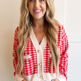 Checkered Pattern Knit Cardigan