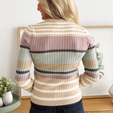 Color Block Striped Sweater Top
