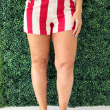 Cotton Striped Shorts with Side Button Detail