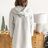 Hooded Brushed Knit Open Cardigan