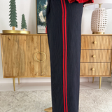 Wide Leg Pleated Trouser w/ Side Stripe 30" ins