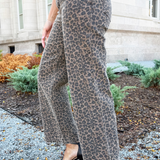 Mid Rise Leopard Print Boyfriend Jeans