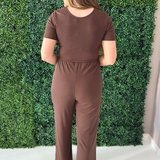 Short Sleeve V-Neck Jumpsuit