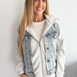 Denim Contrast Twofer Hoodie Jacket