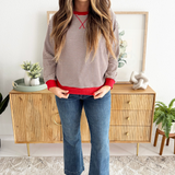 Contrast Crew Neck with V-Neck Detail