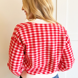 Checkered Pattern Knit Cardigan