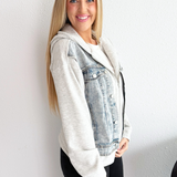Denim Contrast Twofer Hoodie Jacket
