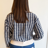 Checkered Pattern Knit Cardigan