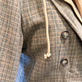 Hooded Herringbone Pattern Double Breasted Blazer